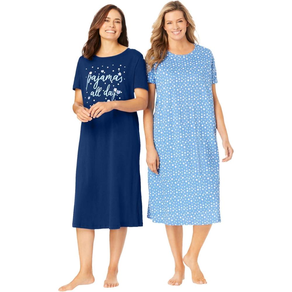 imageDreams ampamp Co Plus Size 2Pack Long SleepshirtsEvening Blue Pajamas