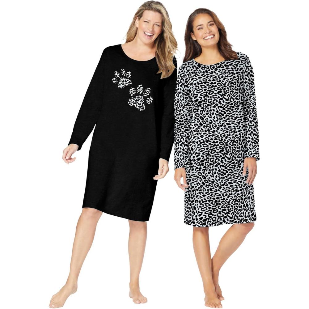 imageDreams ampamp Co Plus Size 2Pack LongSleeve SleepshirtBlack Animal Paw