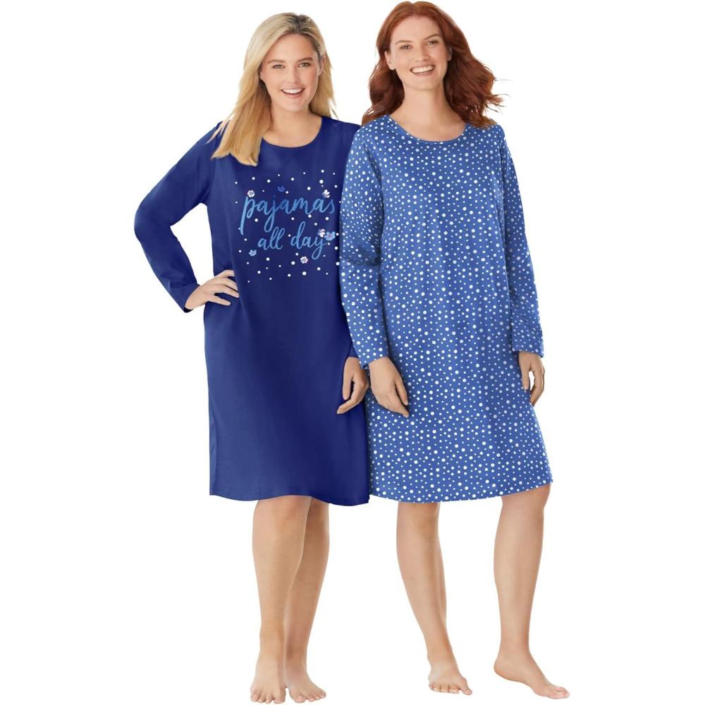 imageDreams ampamp Co Plus Size 2Pack LongSleeve SleepshirtEvening Blue Pajamas