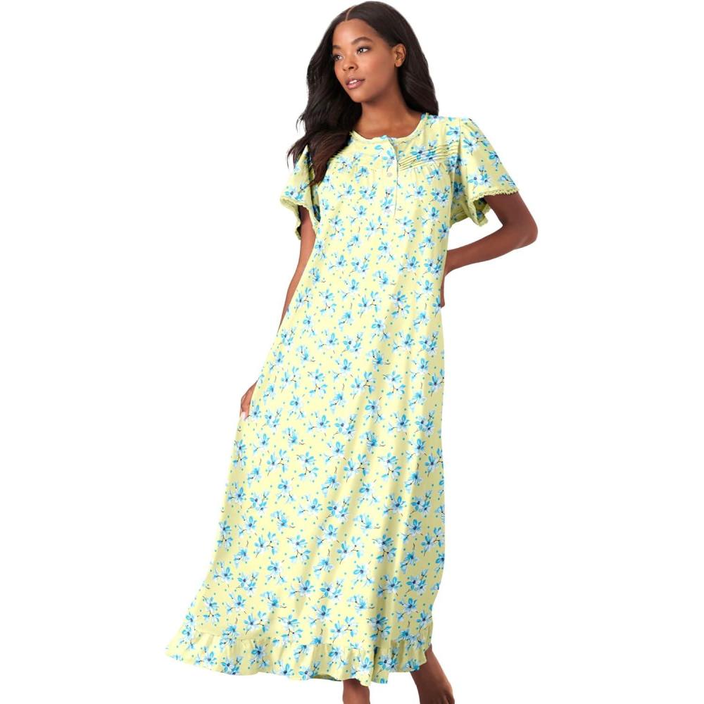 imageDreams ampamp Co Plus Size Long Floral Print Cotton GownBanana Blossom