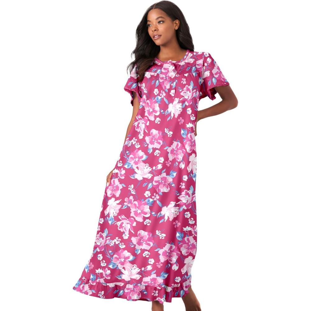 imageDreams ampamp Co Plus Size Long Floral Print Cotton GownStrawberry Roses