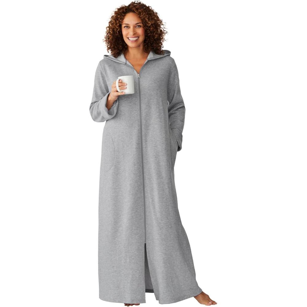 imageDreams ampamp Co Plus Size Long Hooded Fleece Sweatshirt RobeHeather Grey