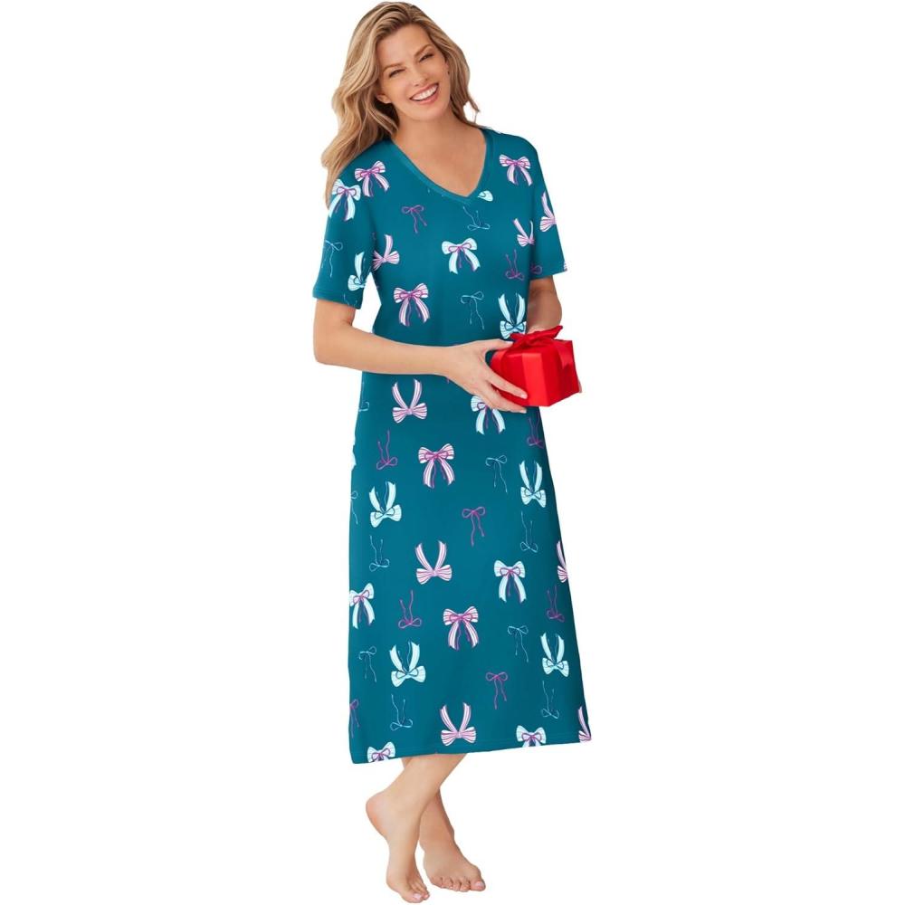 imageDreams ampamp Co Plus Size Long Print SleepshirtDeep Teal Bows