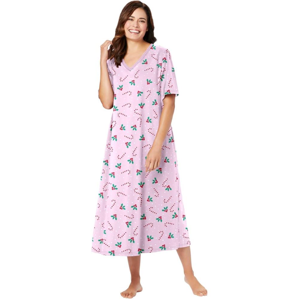 imageDreams ampamp Co Plus Size Long Print SleepshirtPink Candy Cane