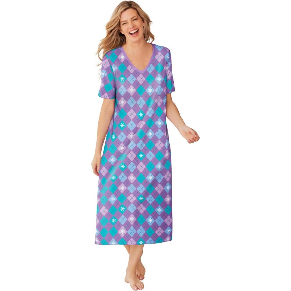 imageDreams ampamp Co Plus Size Long Print SleepshirtRadiant Violet Argyle