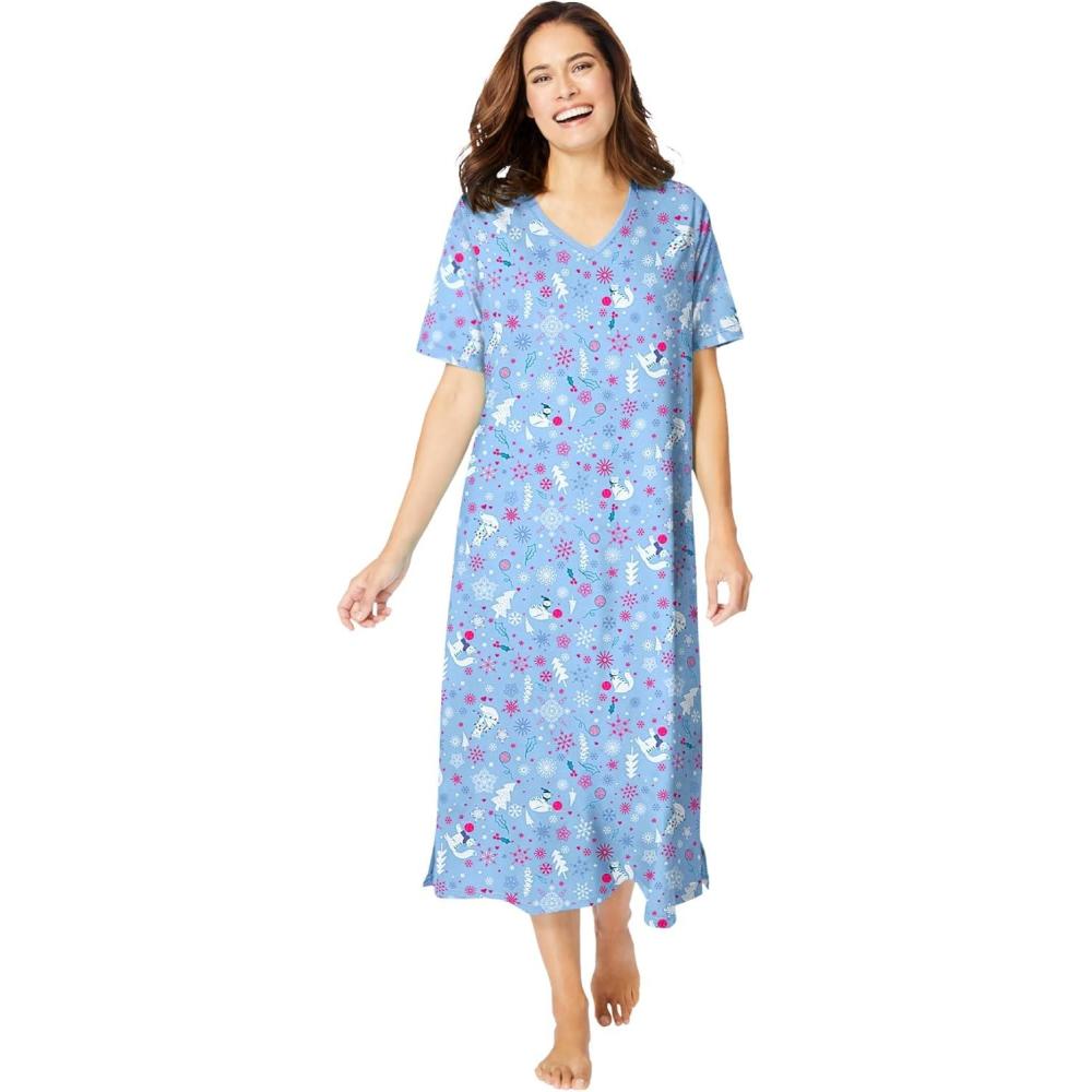 imageDreams ampamp Co Plus Size Long Print SleepshirtSky Blue Winter Cat