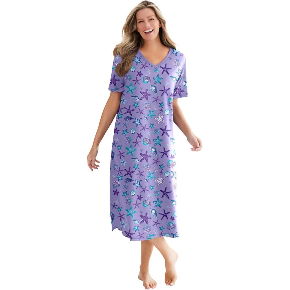 imageDreams ampamp Co Plus Size Long Print SleepshirtSoft Iris Starfish