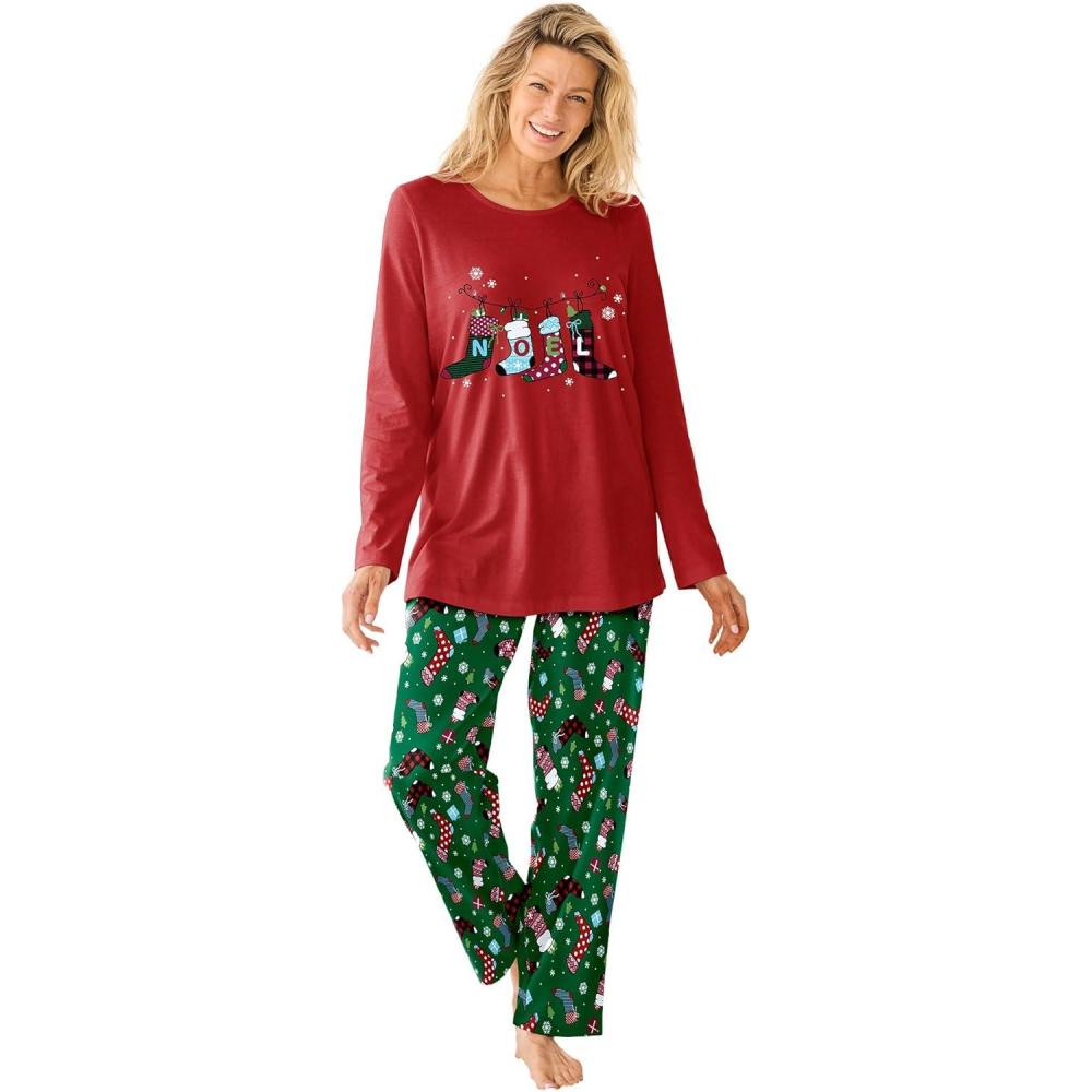 imageDreams ampamp Co Plus Size Long Sleeve Knit PJ SetEmerald Stocking