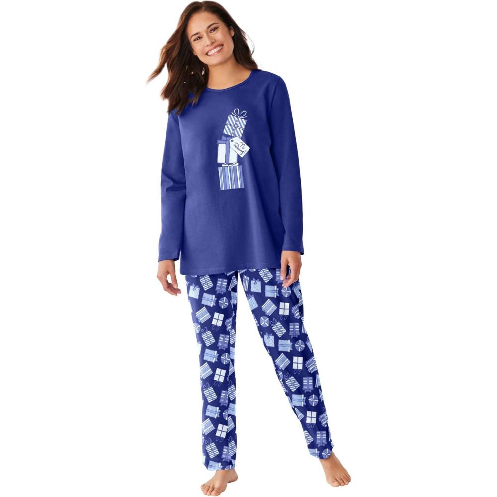 imageDreams ampamp Co Plus Size Long Sleeve Knit PJ SetUltra Blue Presents