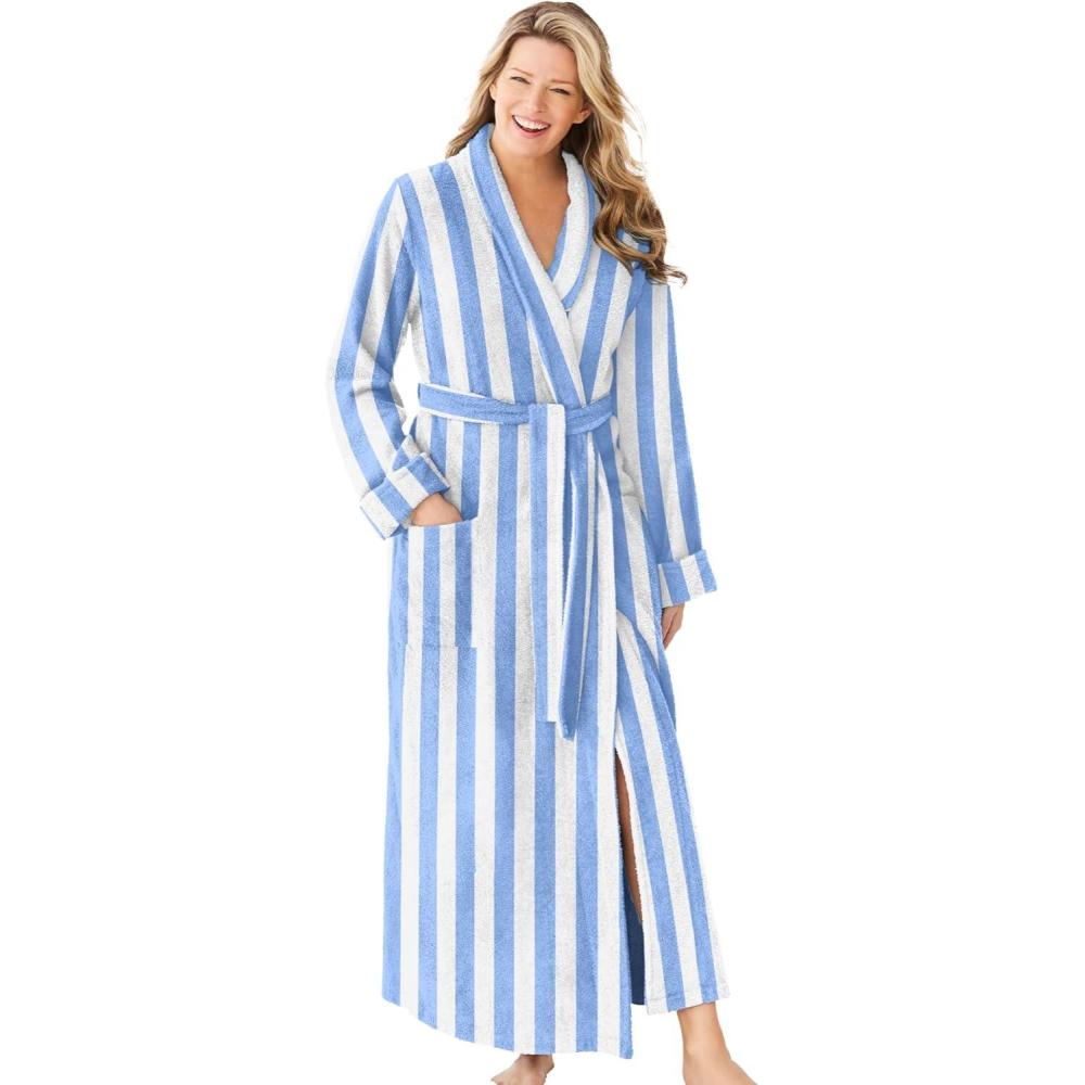 imageDreams ampamp Co Plus Size Long Terry RobeFrench Blue Stripe