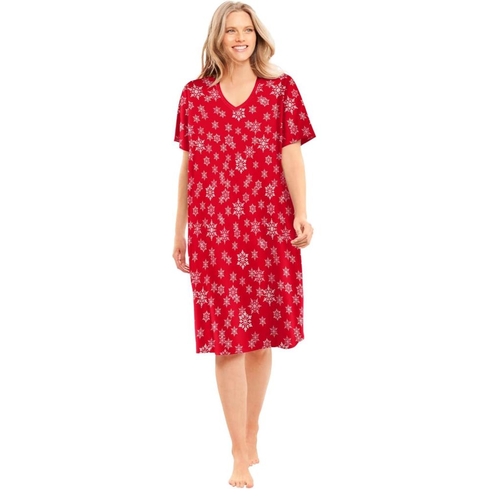 imageDreams ampamp Co Plus Size Print SleepshirtClassic Red Winter Snow