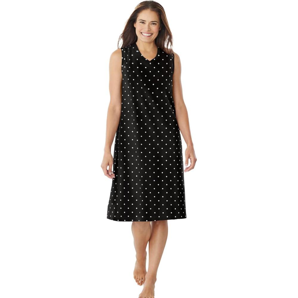 imageDreams ampamp Co Plus Size Short Sleeveless SleepshirtBlack Dot