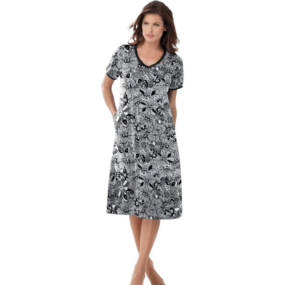 imageDreams ampamp Co Plus Size Short TShirt LoungerBlack White Flower