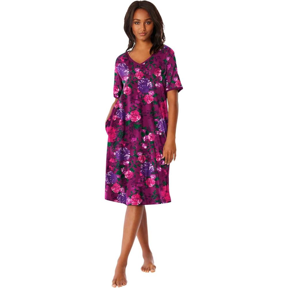 imageDreams ampamp Co Plus Size Short TShirt LoungerDeep Claret Painted Floral