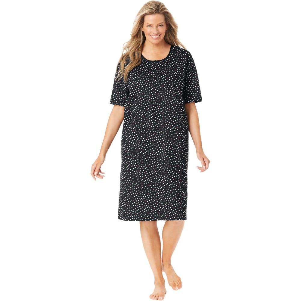 imageDreams ampamp Co Plus Size ShortSleeve SleepshirtBlack Multi Dot