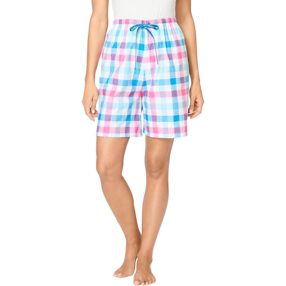 imageDreams ampamp Co Plus Size Woven Sleep ShortPink Blue Check