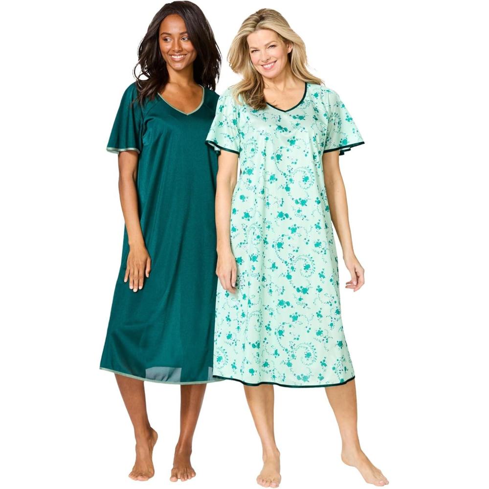 imageOnly Necessities Plus Size 2Pack Short Silky GownIced Mint Floral