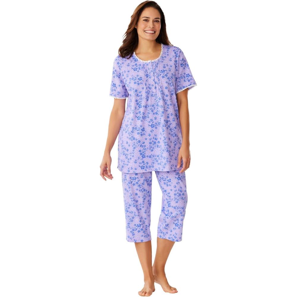 imageOnly Necessities Plus Size 2Piece Pintuck Tee And Capri Sleep SetLavender Dancing Floral