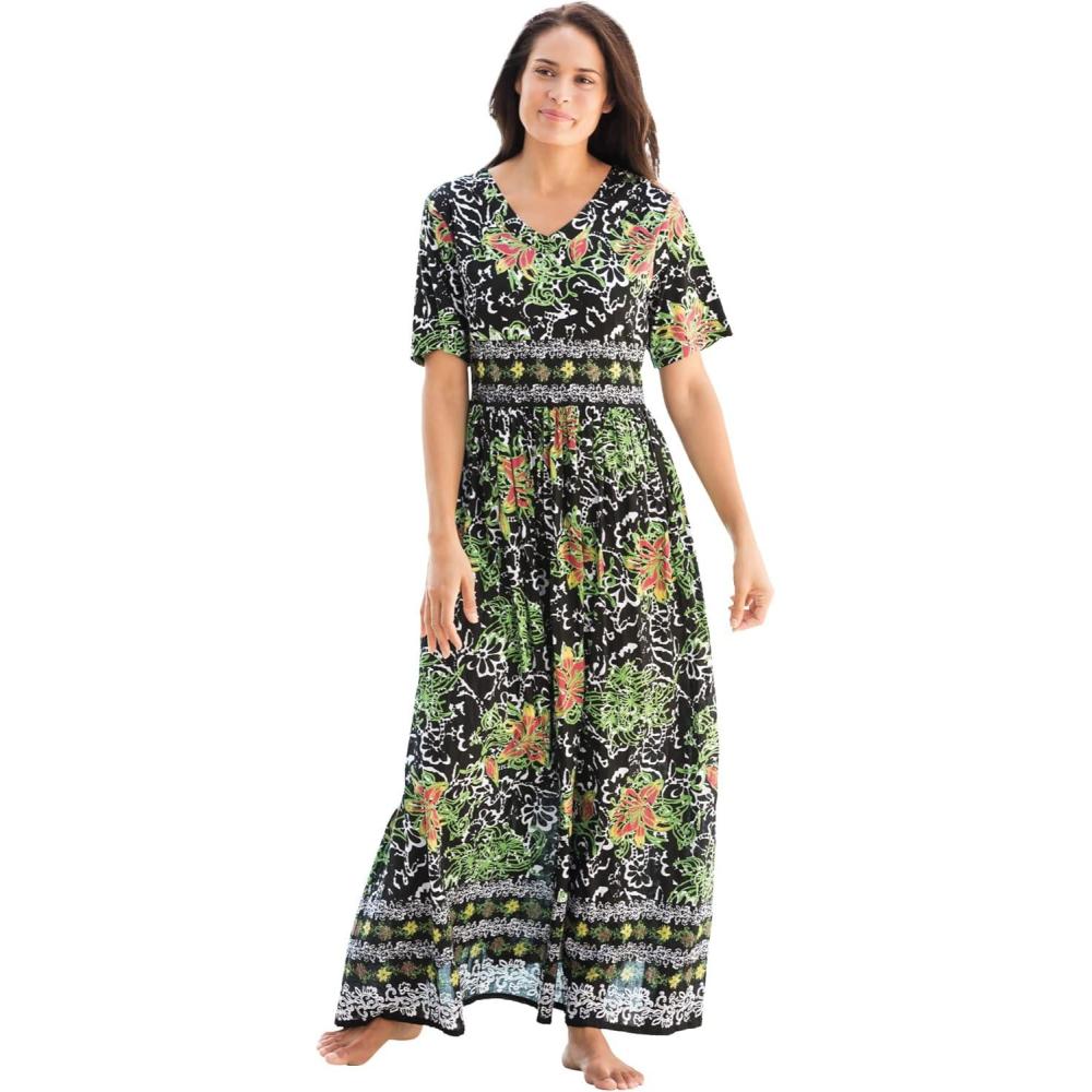 imageOnly Necessities Plus Size Long Crinkle Cotton LoungerBlack Batik