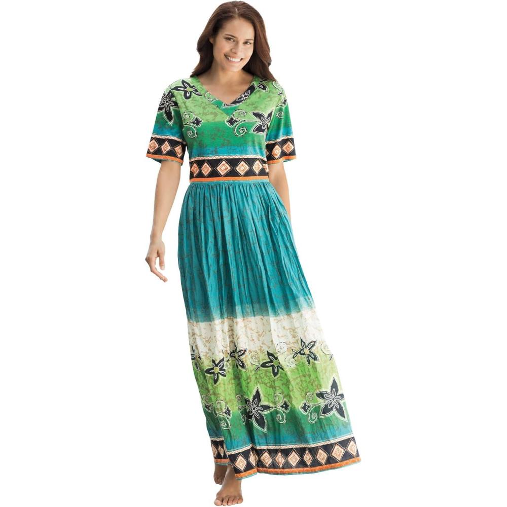 imageOnly Necessities Plus Size Long Crinkle Cotton LoungerLaguna Green Ombre