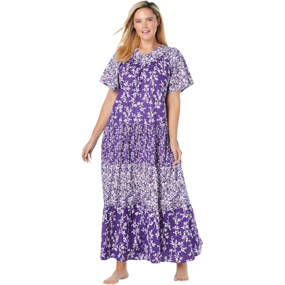 imageOnly Necessities Plus Size Long Tiered Print LoungerPurple Burst Floral