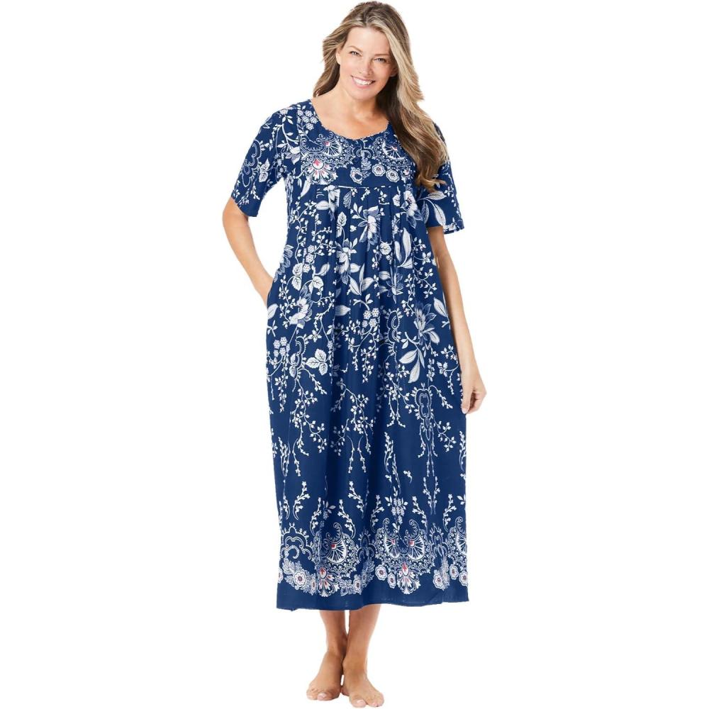 imageOnly Necessities Plus Size Petite Bib Front LoungerEvening Blue Vines