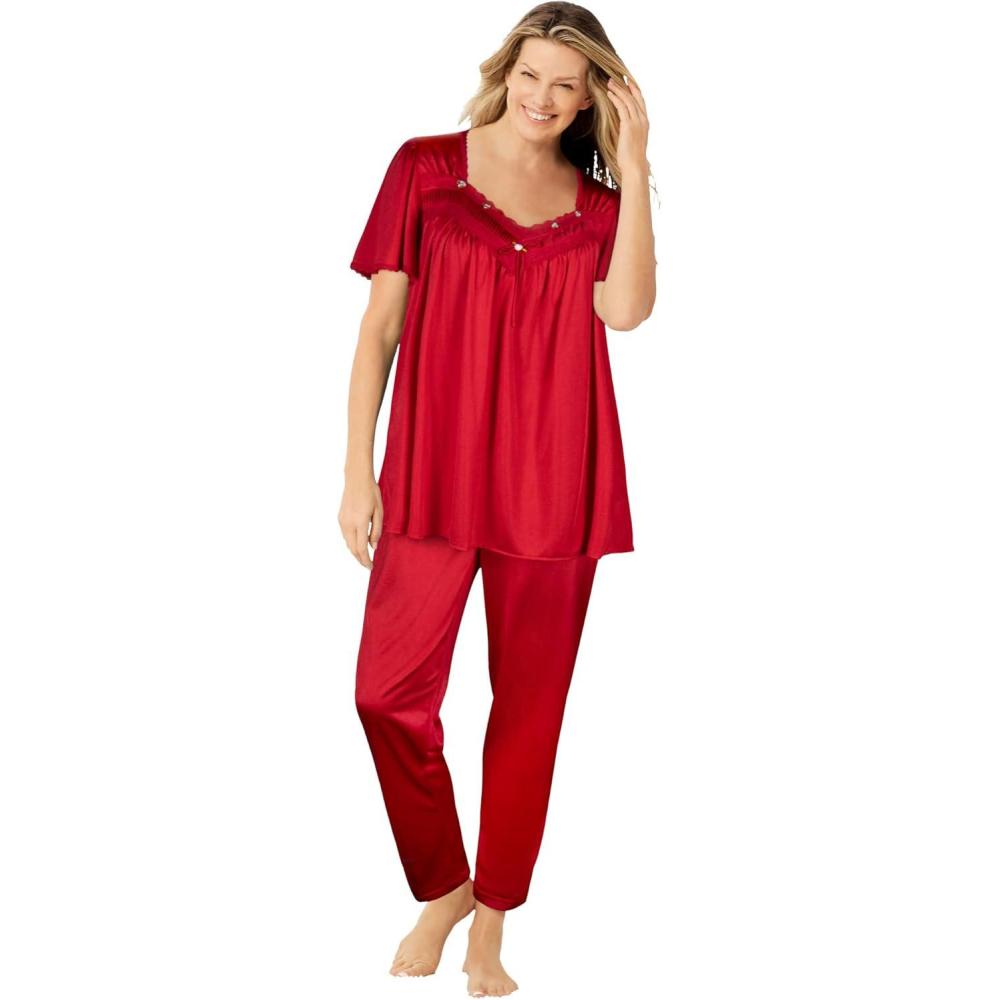 imageOnly Necessities Plus Size Silky 2Piece PJ SetClassic Red