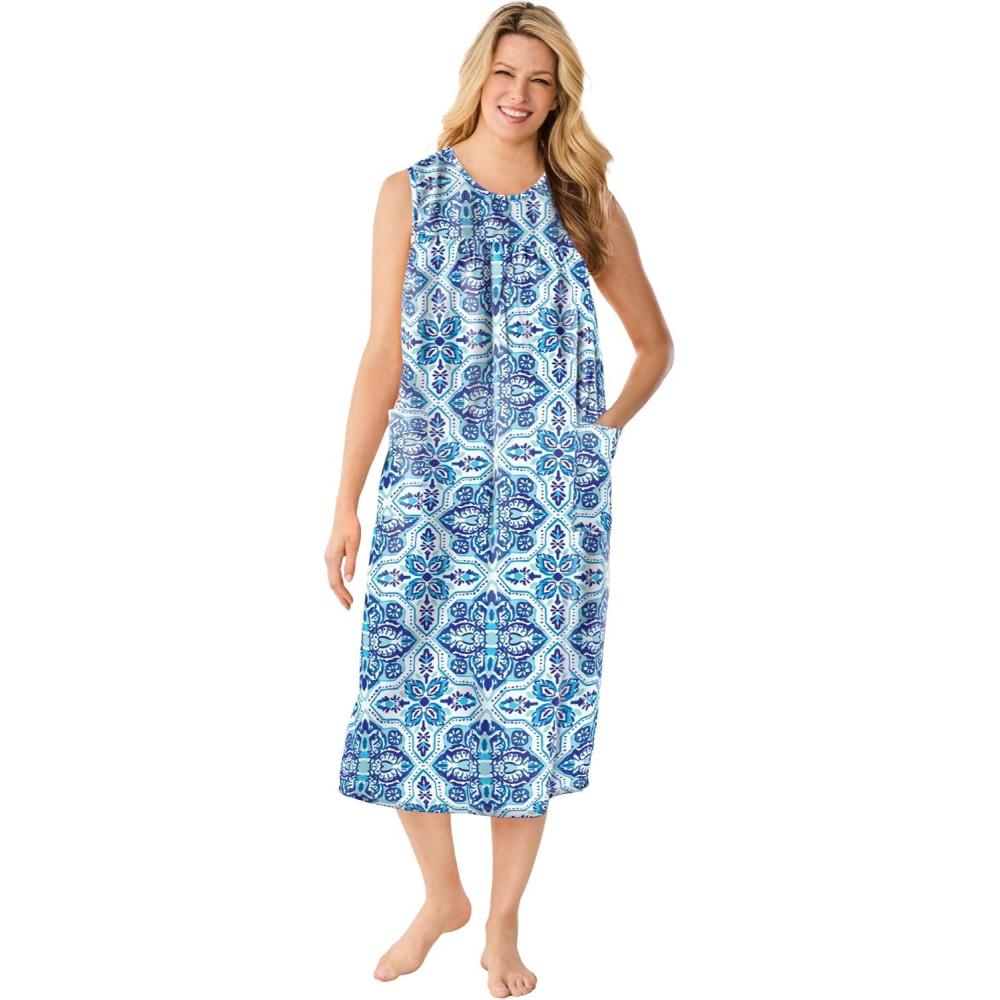 imageOnly Necessities Plus Size Sleeveless Print LoungerAqua Mosaic