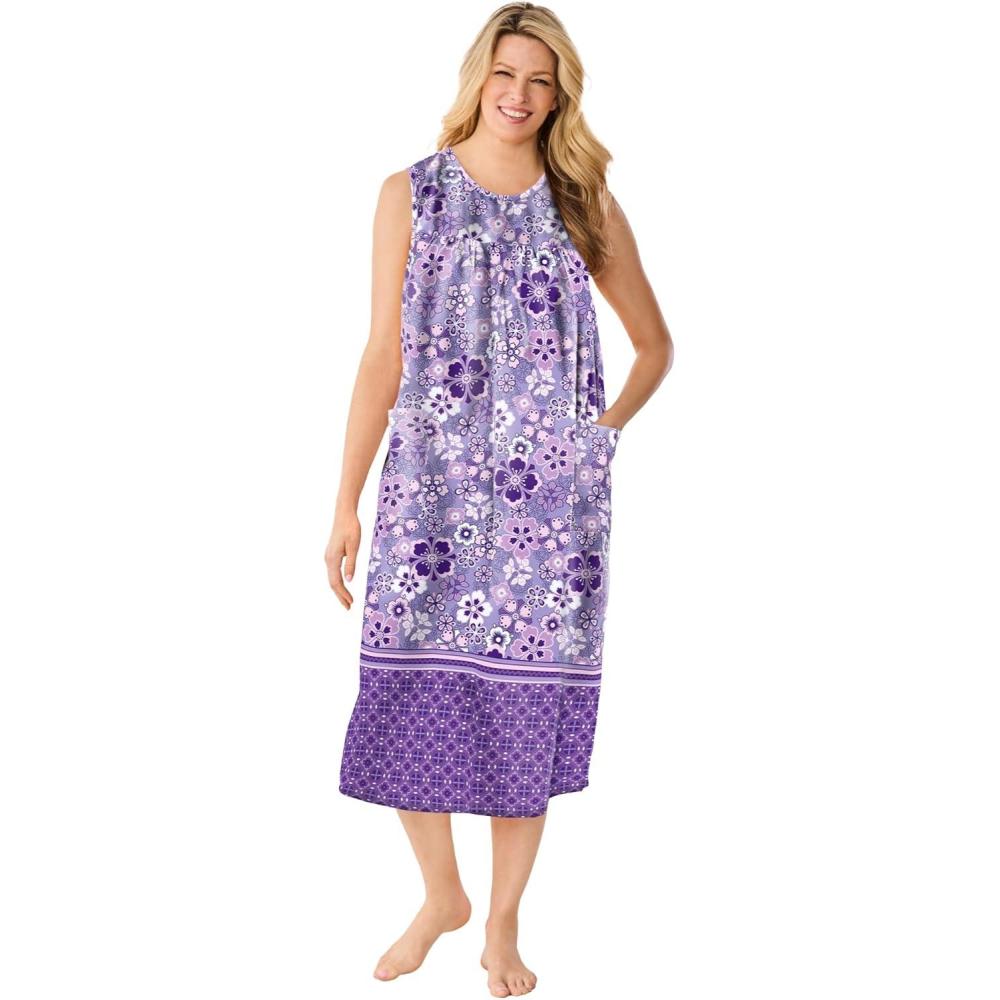 imageOnly Necessities Plus Size Sleeveless Print LoungerSoft Iris Pansy