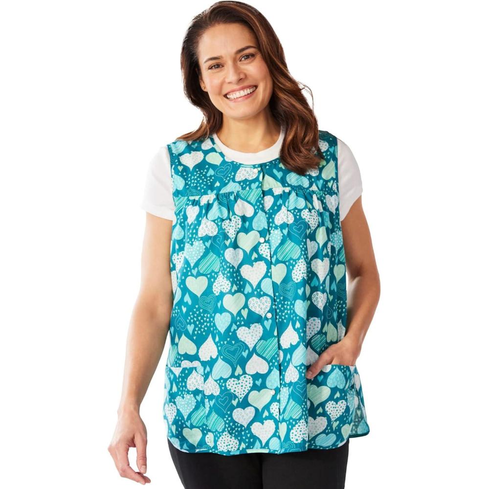 imageOnly Necessities Plus Size SnapFront ApronDeep Teal Hearts