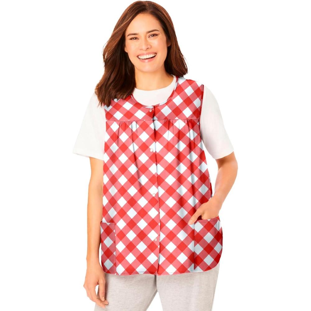 imageOnly Necessities Plus Size SnapFront ApronSweet Coral Gingham