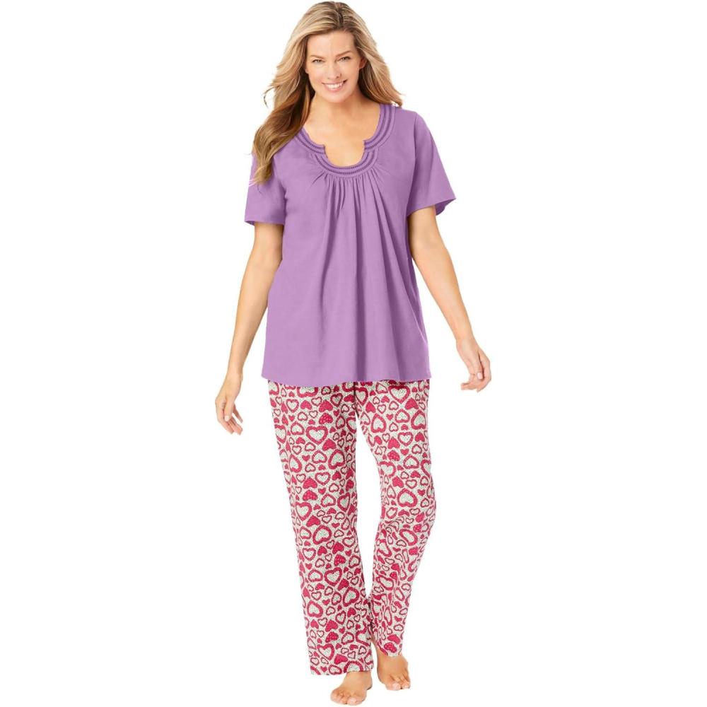 imagePlus Size Embroidered ShortSleeve Sleep TopAmethyst Purple