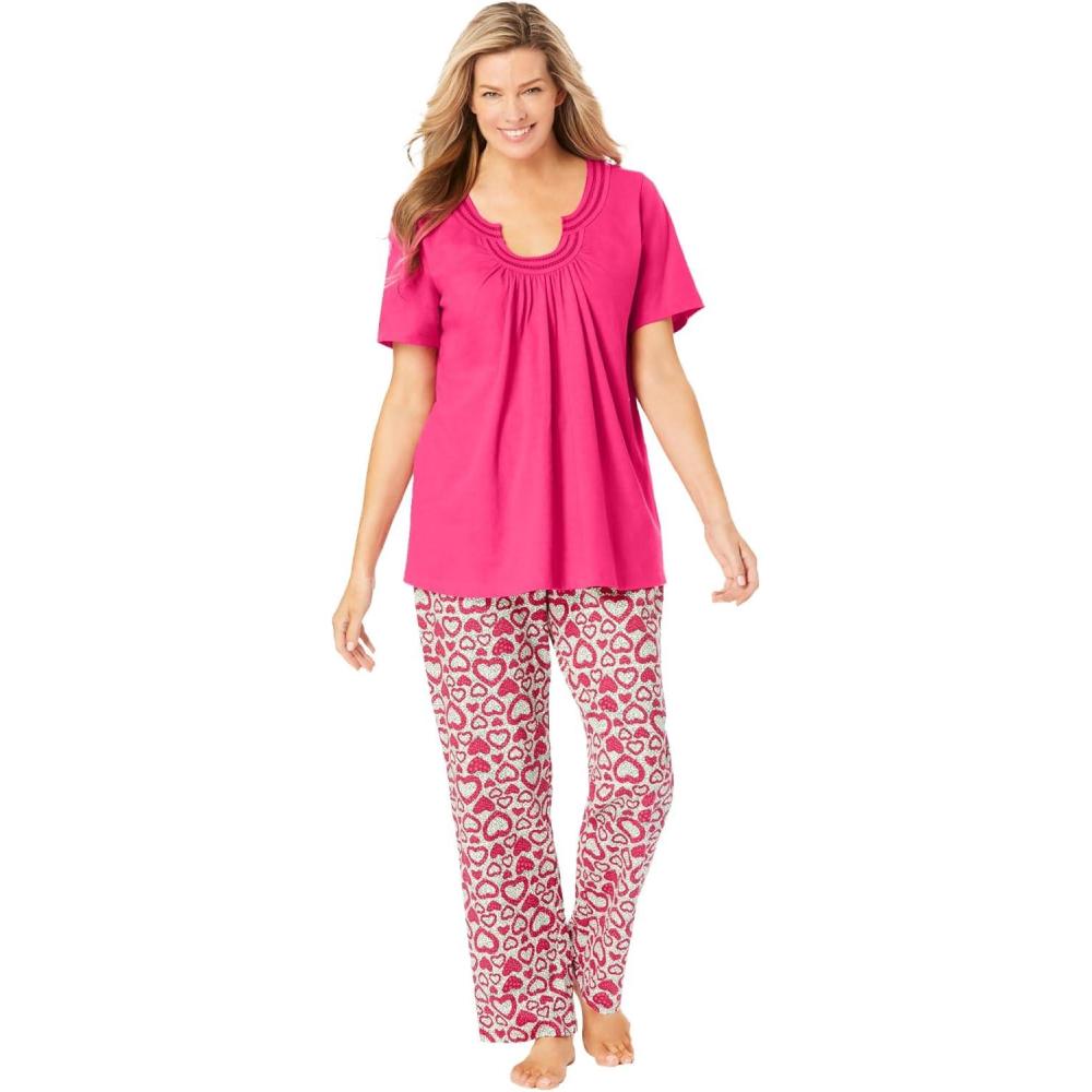 imagePlus Size Embroidered ShortSleeve Sleep TopRaspberry Sorbet