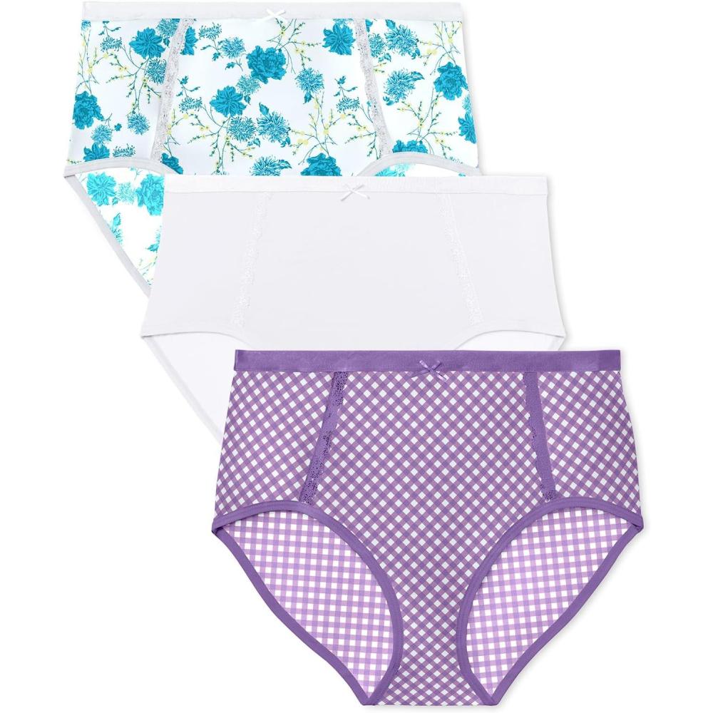 imagePlus Size Full Coverage Microfiber Panty 3PackFloral Gingham Pack