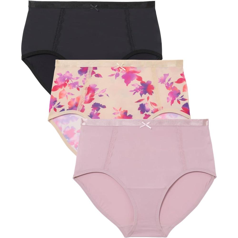 imagePlus Size Full Coverage Microfiber Panty 3PackWatercolor Floral Pack