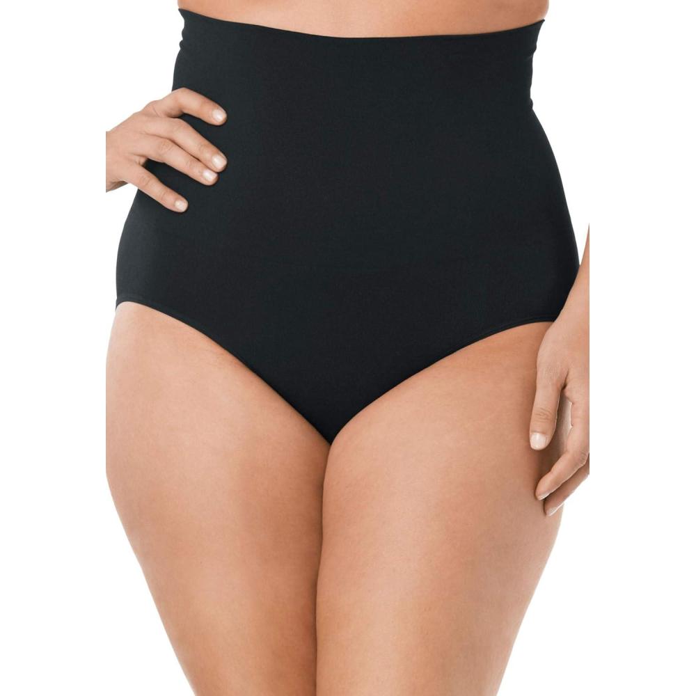 imageSecret Solutions Womens Plus Size Instant Shaper Medium Control Seamless High Waist BriefBlack