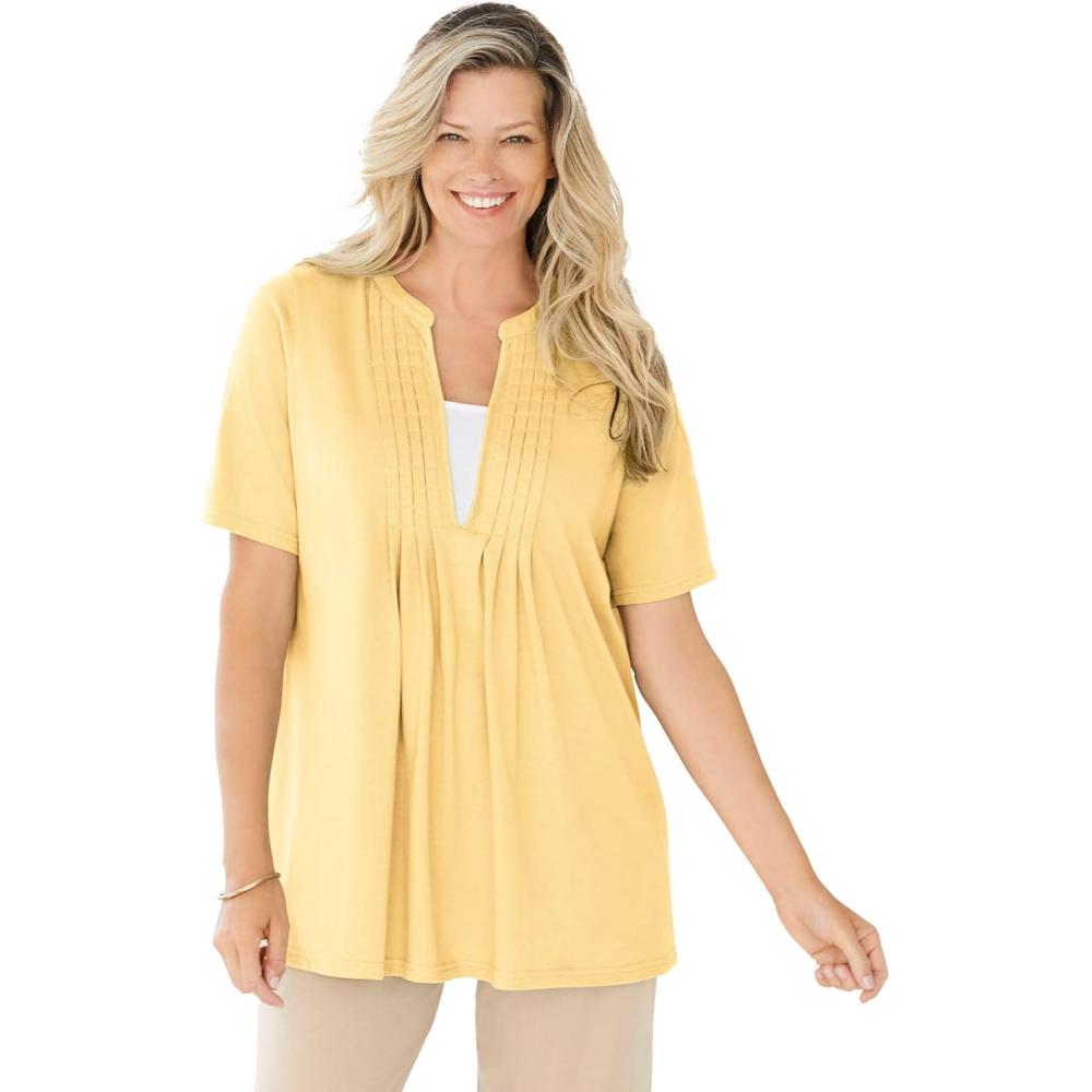 imageWoman Within Plus Size 7Day LayerLook ElbowSleeve TeeBanana