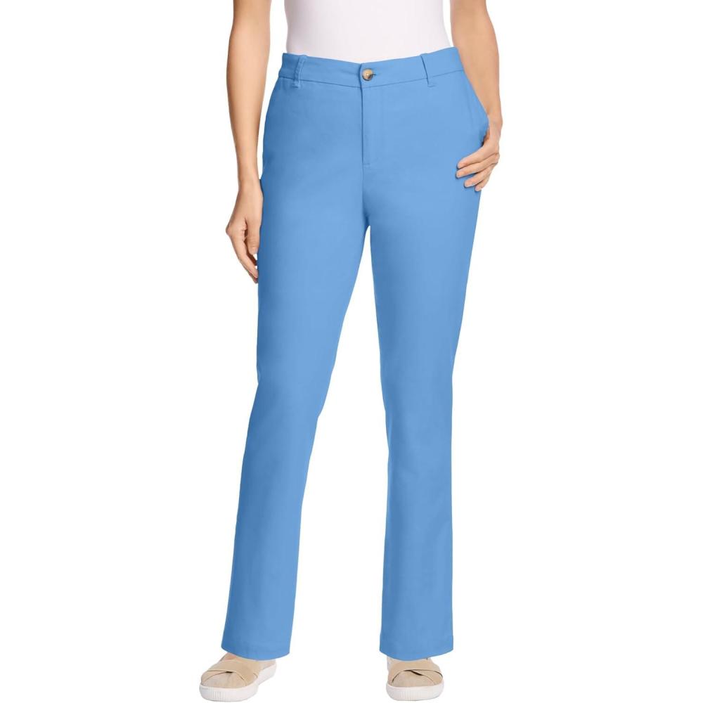 imageWoman Within Plus Size Adjustable Waist StraightLeg ChinoFrench Blue