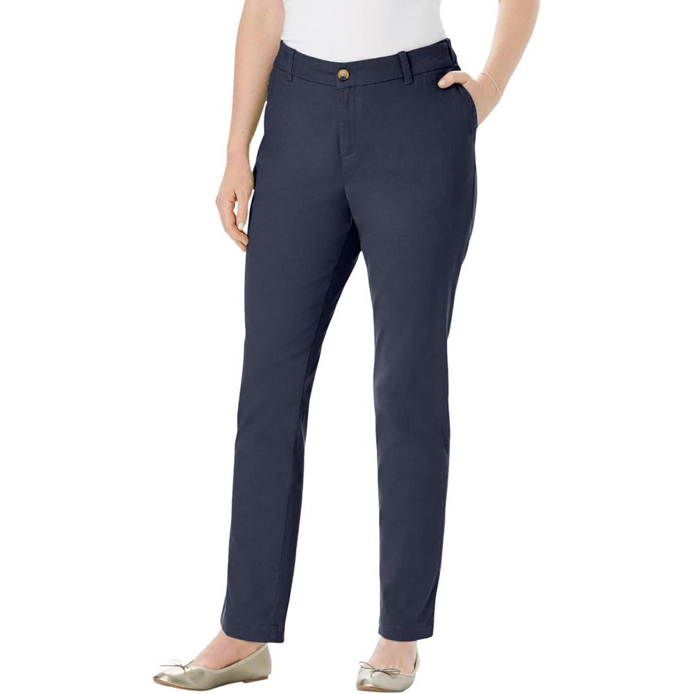 imageWoman Within Plus Size Adjustable Waist StraightLeg ChinoNavy