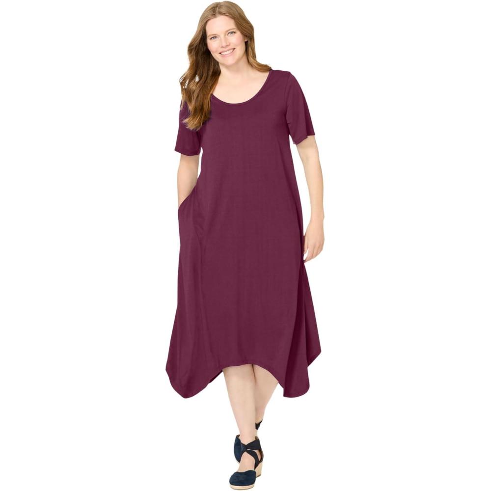imageWoman Within Plus Size Drape Hem DressDeep Claret