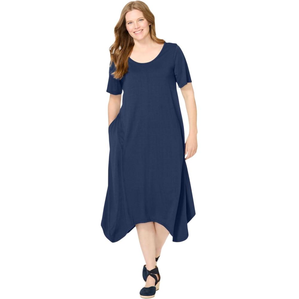 imageWoman Within Plus Size Drape Hem DressNavy