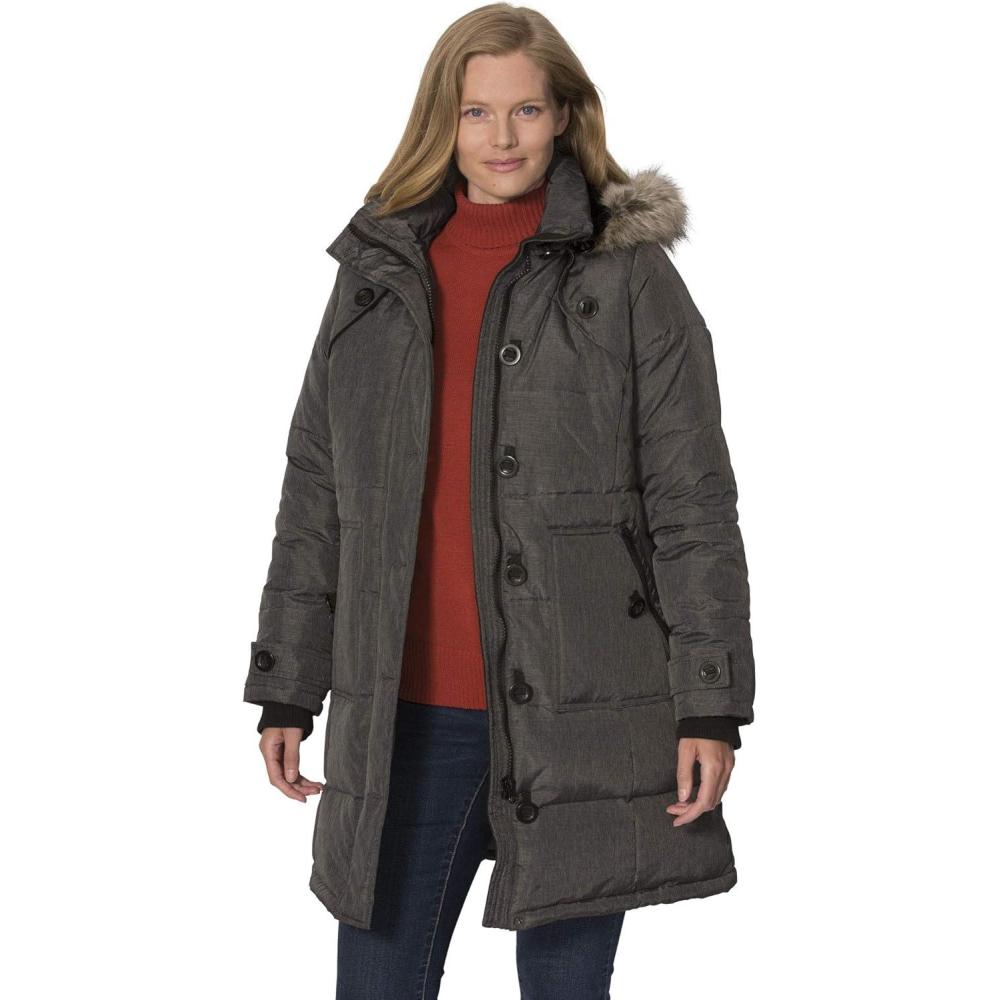 imageWoman Within Plus Size Heathered Down Puffer CoatHeather Charcoal
