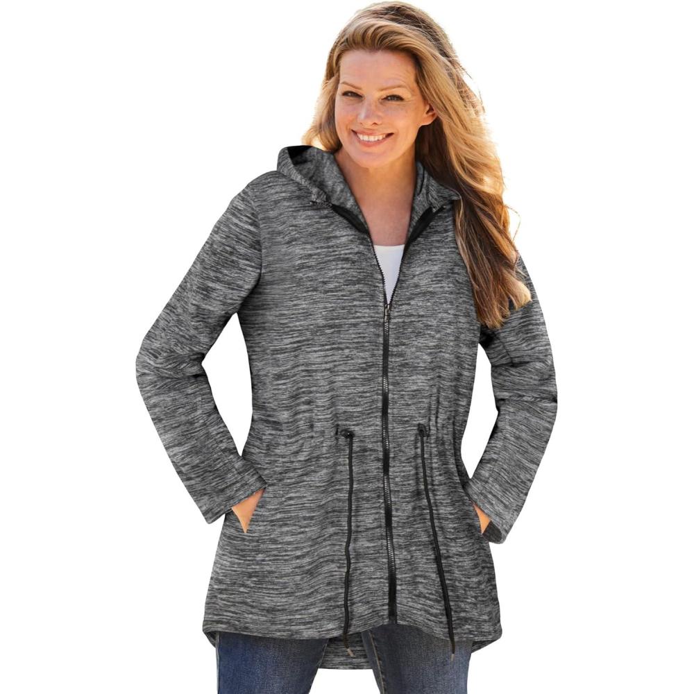 imageWoman Within Plus Size Microfleece Anorak Jacket Oversized Fleece ZipUp JacketMedium Heather Grey