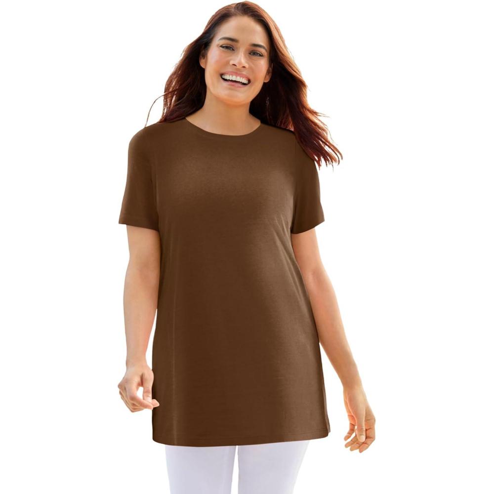 imageWoman Within Plus Size Perfect Crewneck TunicChocolate