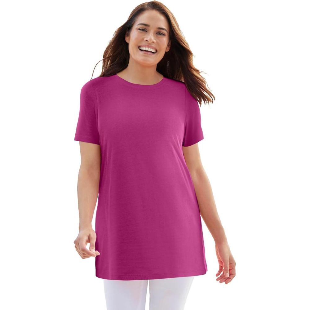 imageWoman Within Plus Size Perfect Crewneck TunicRaspberry
