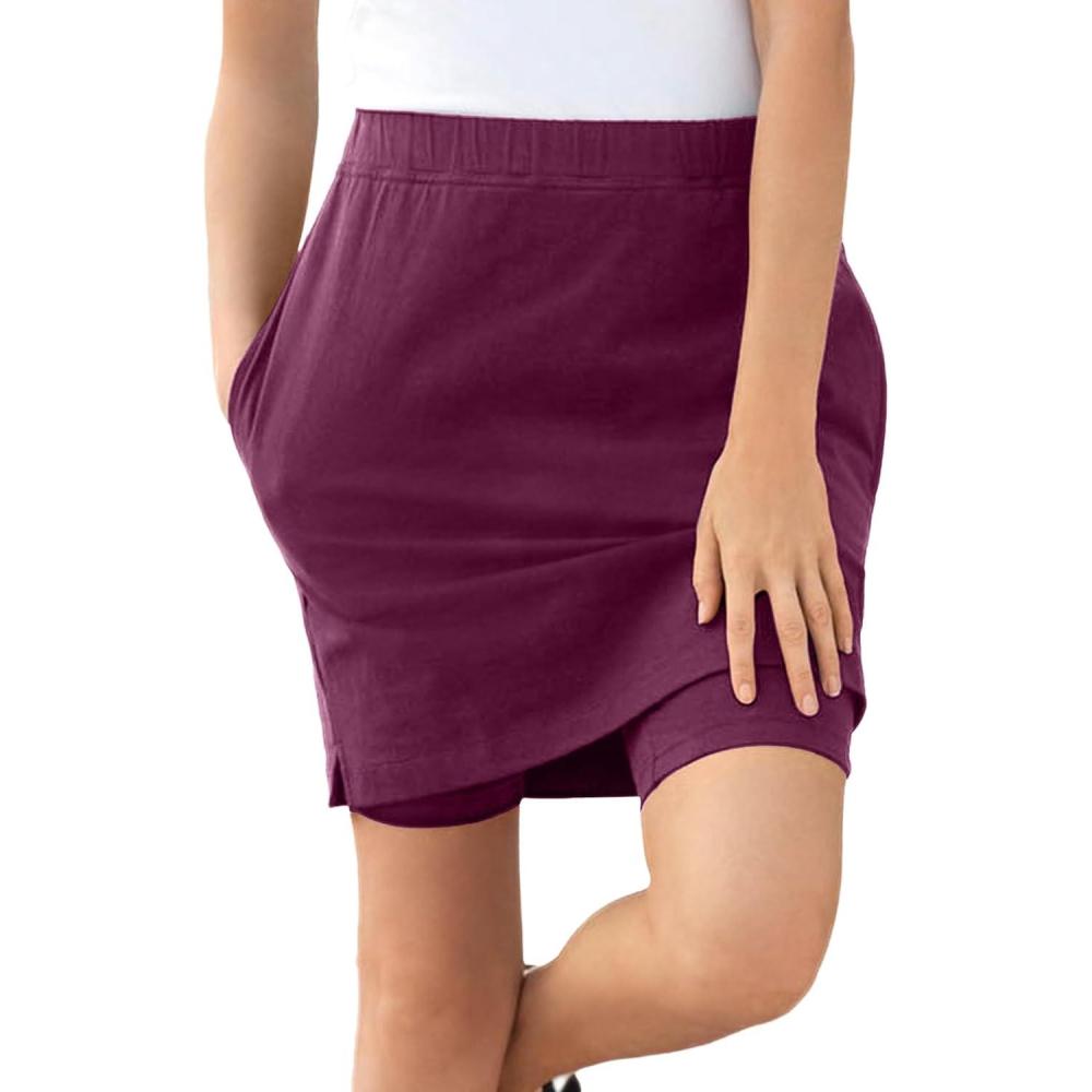 imageWoman Within Plus Size Stretch Cotton SkortDeep Claret
