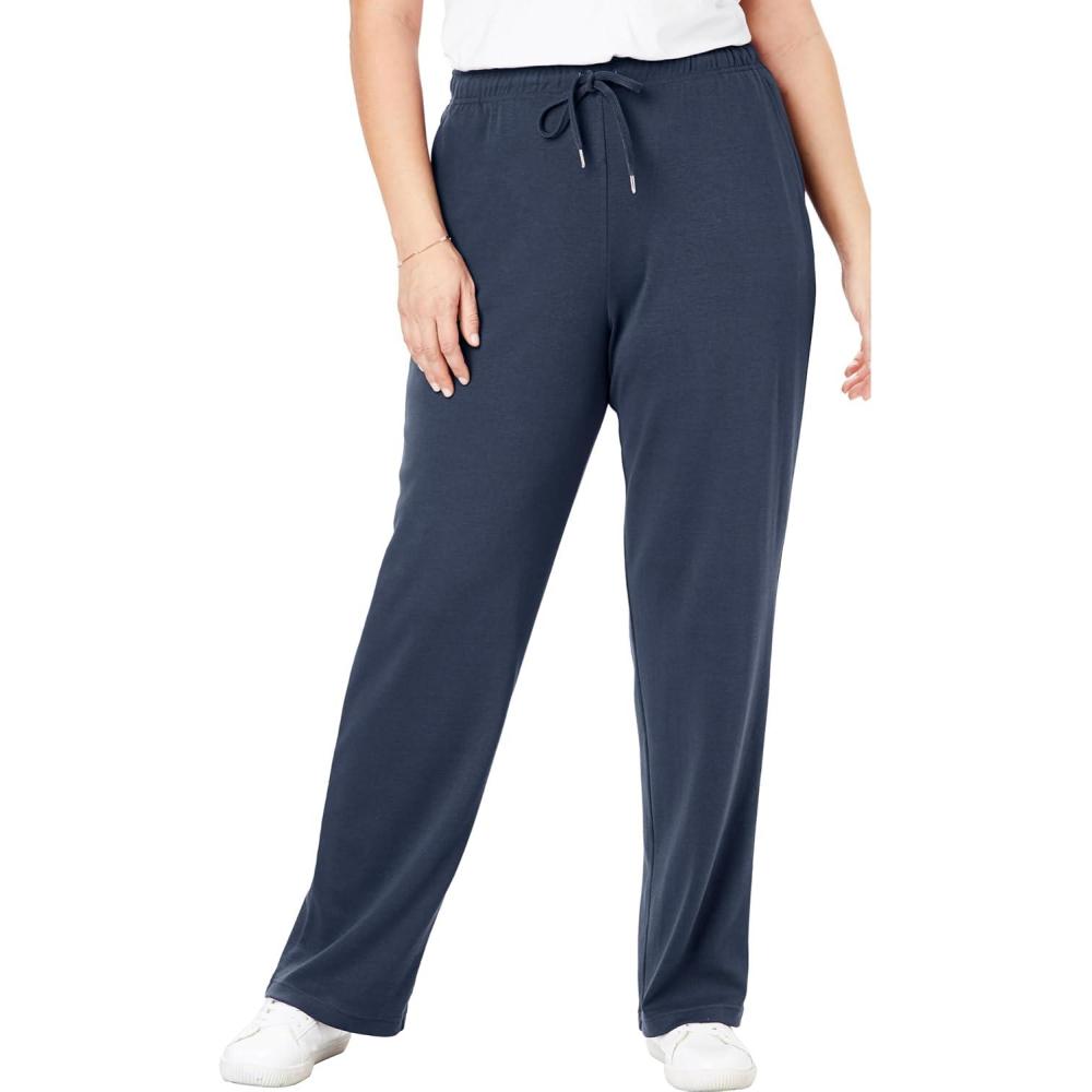 imageWoman Within Plus Size Tall Sport Knit StraightLeg PullOn Pants  5X Navy