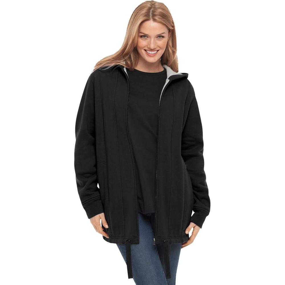 imageWoman Within Plus Size Thermal Waffle Lined Fleece Hoodie OversizedBlack