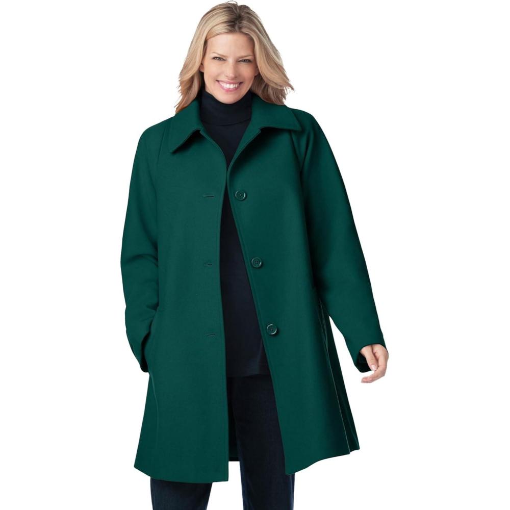 imageWoman Within Plus Size WoolBlend Classic ALine CoatEmerald Green