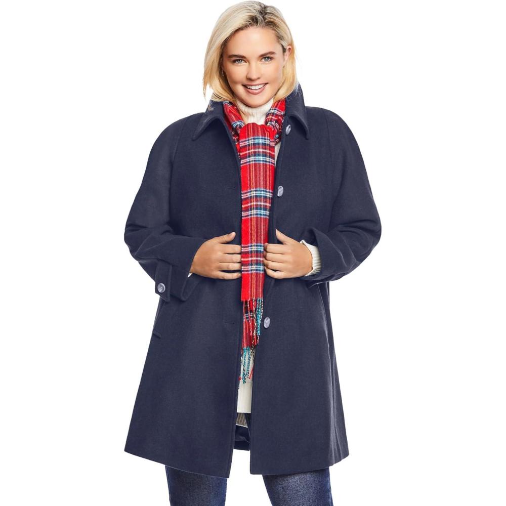 imageWoman Within Plus Size WoolBlend Classic ALine CoatNavy
